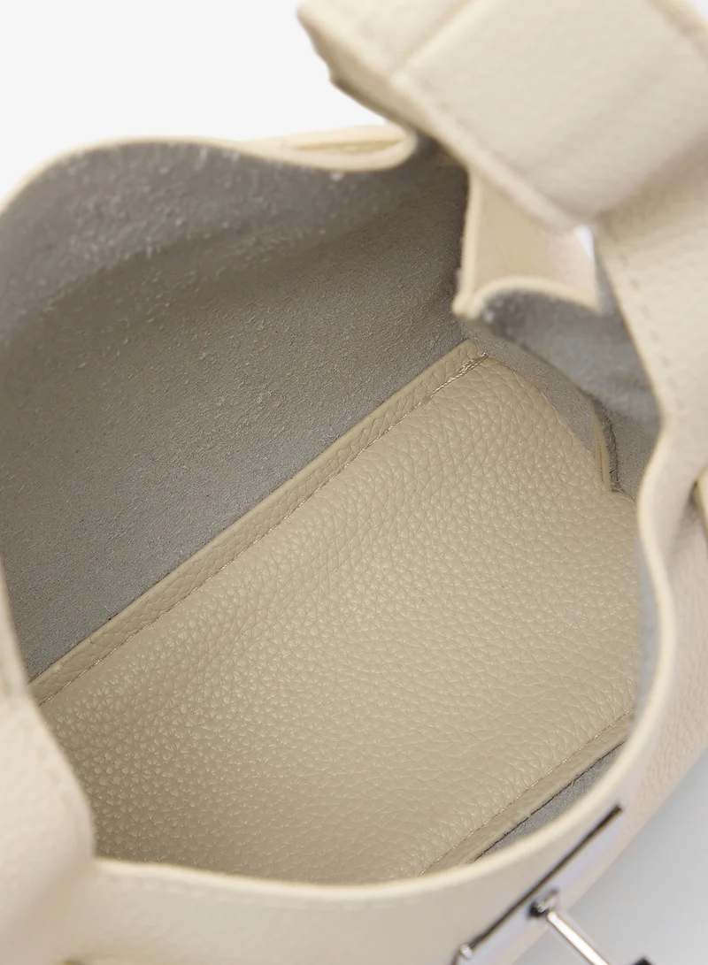 Ella White bucket bag with silver accent crossbody for Women | Best Price UAE